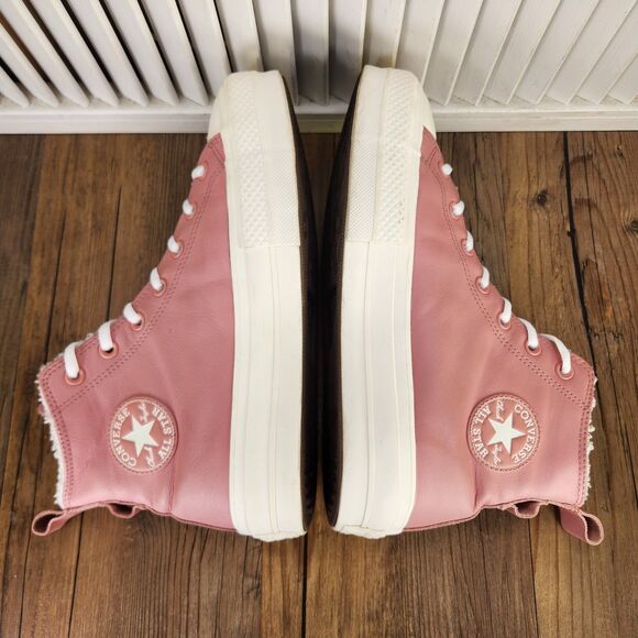 Converse CTAS Cozy Sherpa Platform Lift Women's 11* Pink Leather High Top Shoes - Picture 5 of 10